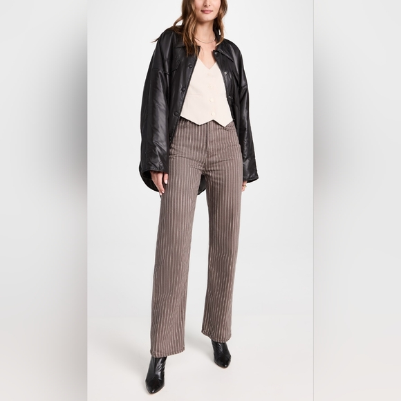 Reformation Wilder high rise pinstripe wide leg jeans size 30 - Picture 3 of 16